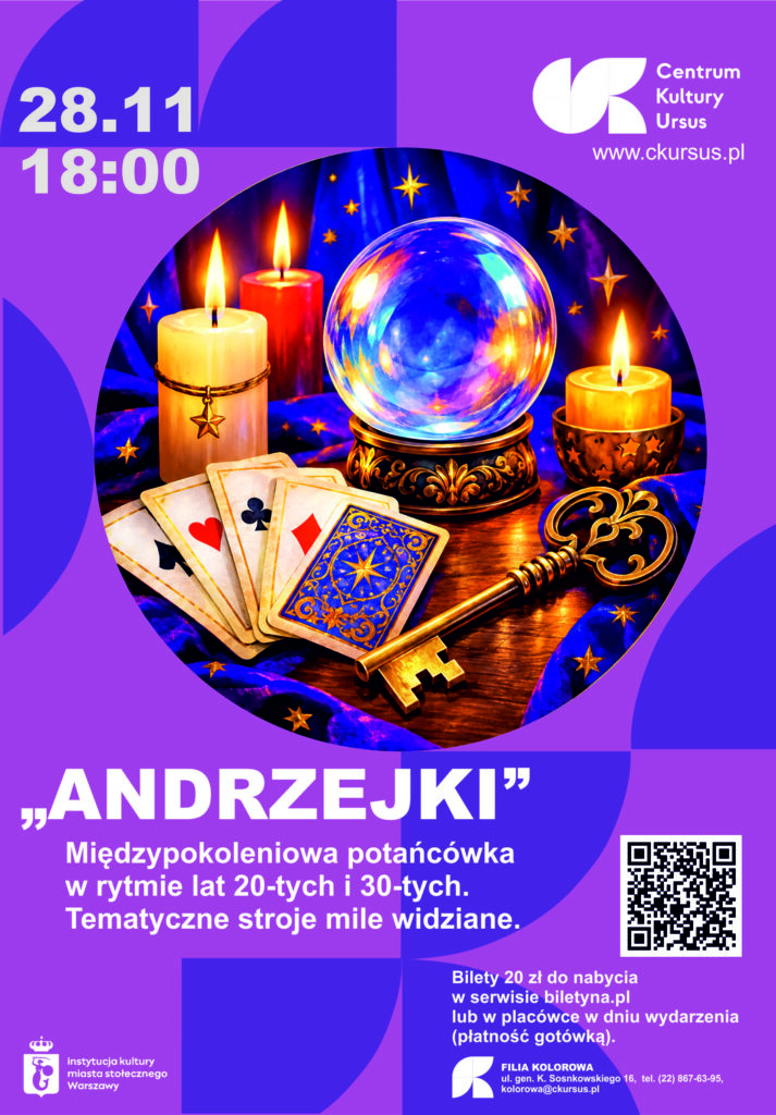 Plakat wydarzenia: „Andrzejki” – międzypokoleniowa potańcówka w rytmie lat 20-tych i 30-tych
