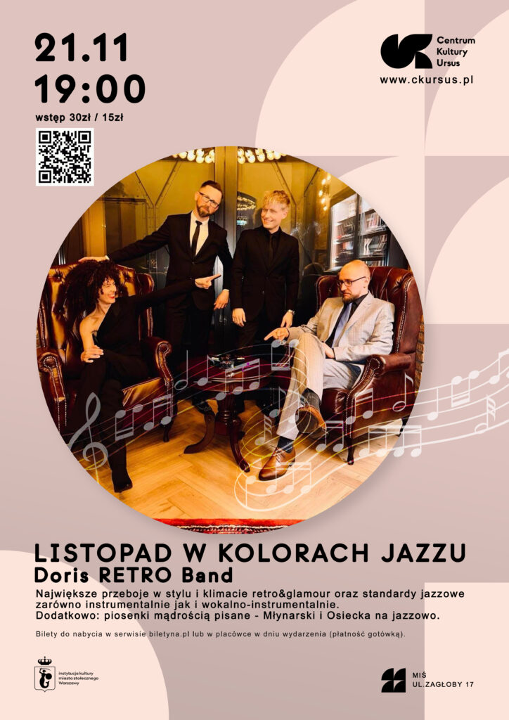 Plakat wydarzenia: Listopad w kolorach jazzu: Doris RETRO Band